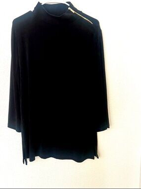 Chico's Travelers Black Top with Gold Accent Trim.  size L